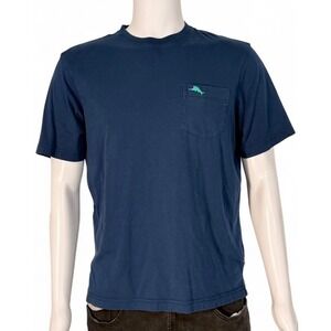 Tommy‎ Bahama Mens Supima Cotton Pocket T-Shirt Navy Blue Marlin Logo Small